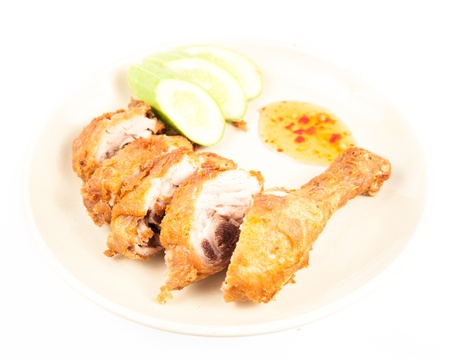 plenty fried chicken in white plateの写真素材