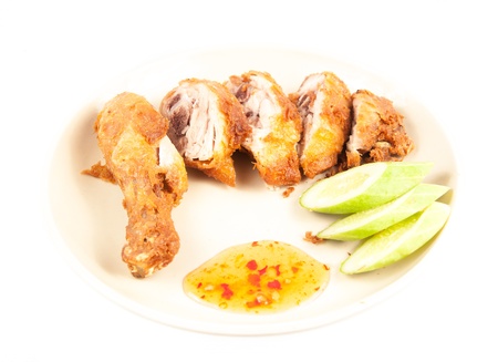 plenty fried chicken in white plateの写真素材
