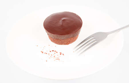 Chocolate Cake with white backgroundの写真素材