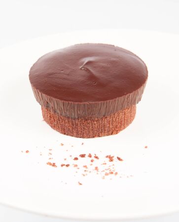 Chocolate Cake with white backgroundの写真素材
