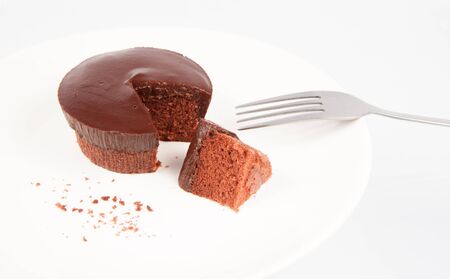 Chocolate Cake with white backgroundの写真素材