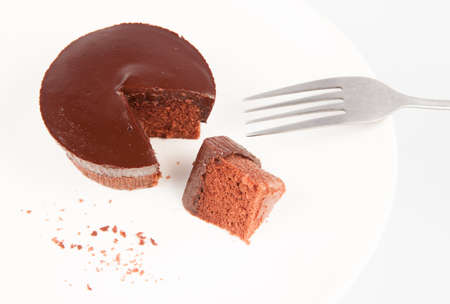 Chocolate Cake with white backgroundの写真素材