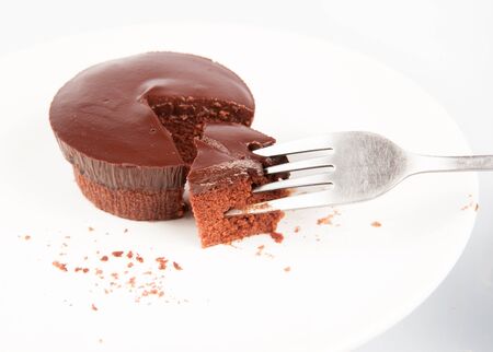 Chocolate Cake with white backgroundの写真素材