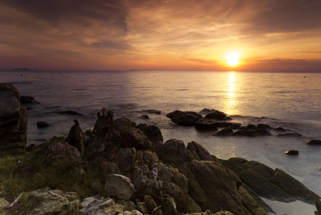Ocean twilight at Koh Samet, Thailandの写真素材