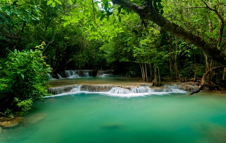 Thailand waterfall in Kanjanaburi (Huay Mae Kamin)の写真素材