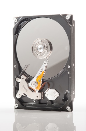 Open harddisk isolated on white background