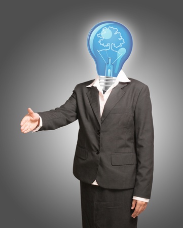 idea concept, lamp head businessmanの写真素材