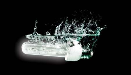 light bulb drops into waterの写真素材