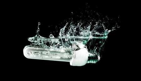 light bulb drops into waterの写真素材