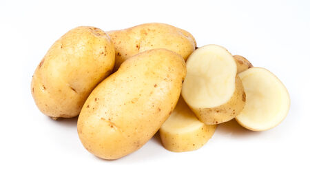 Potatoes isolated on whiteの写真素材