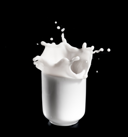 milk splashing from the glassの写真素材