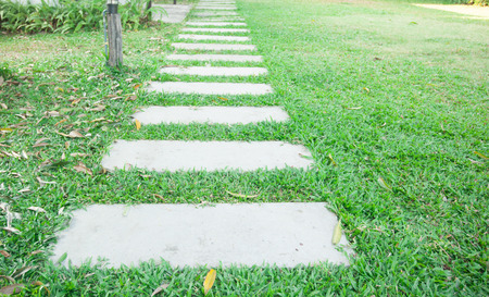 stone walkway in the gardenの写真素材
