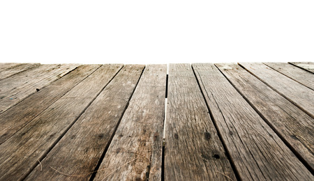 empty wooden floor isolated on whiteの写真素材