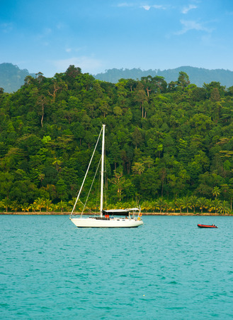 Sailboat on a beautiful lakeの写真素材