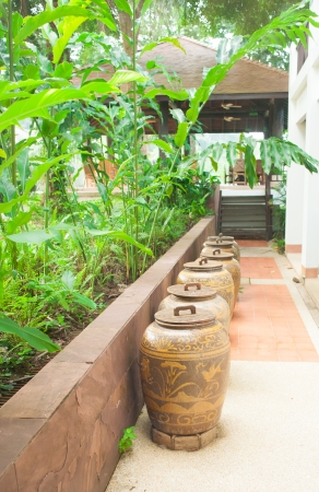 Ancient Thai Jars for storage rainwaterのeditorial素材