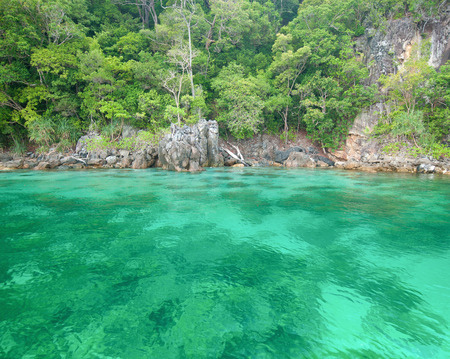 rocks and sea in lipe, Thailandの写真素材