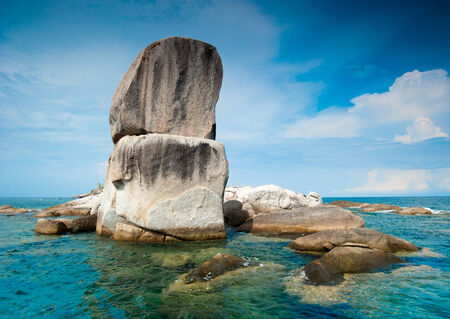 Rocks, sea and blue sky in Lipe island, Thailandの写真素材