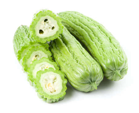 bitter melons on whiteの写真素材