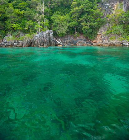 rocks and sea in lipe, Thailandの写真素材