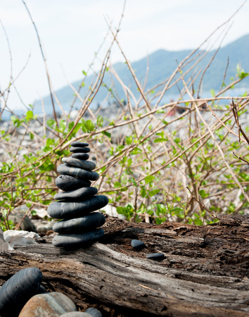 standing of rocks at the seaの写真素材