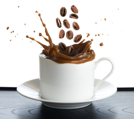 coffee splash isolated on white backgroundの写真素材