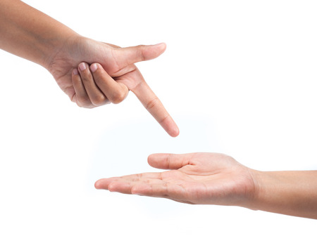 Woman hands on white backgroundの写真素材