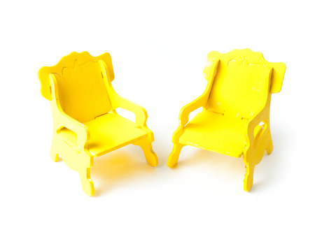 isolated yellow chair on white backgroundの写真素材