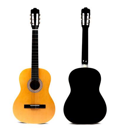 Isolated on white acoustic guitarの写真素材