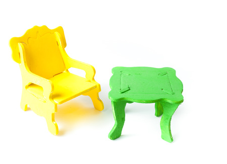 isolated yellow chair on white backgroundの写真素材