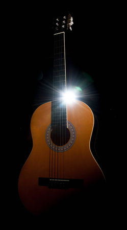 guitar in the darkの写真素材