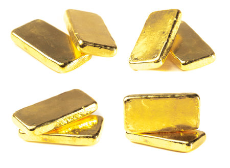 gold bars on a white backgroundの写真素材