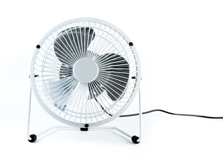 Metal fan on a white backgroundの写真素材