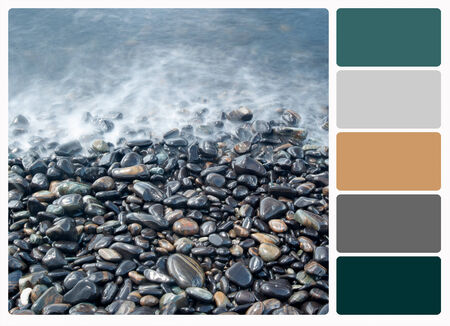 Pebbles beach, Koh Hin Ngam, Andaman Sea , colour palette swatches.の写真素材