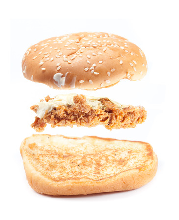 burger isolated on a white backgroundの写真素材