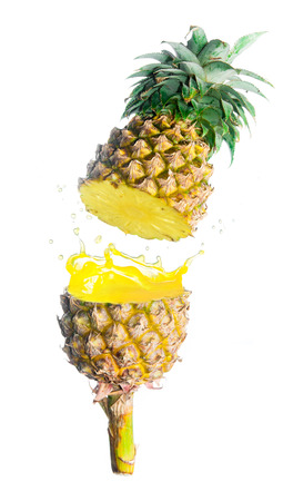 Tasty tropical pineapple slices juice burstの写真素材