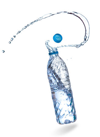 Water up from a plastic bottleの写真素材