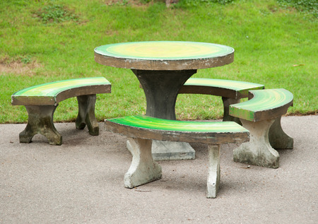 Stone Garden Table and four chairs.の写真素材