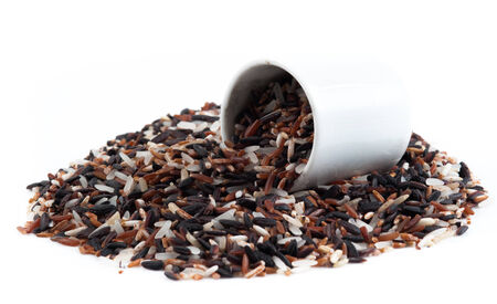 Heap of mixed rice on white backgroundの写真素材