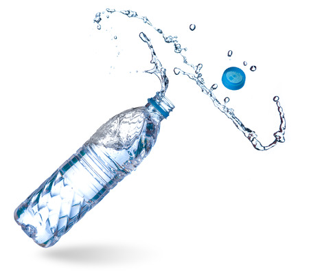 Water up from a plastic bottleの写真素材