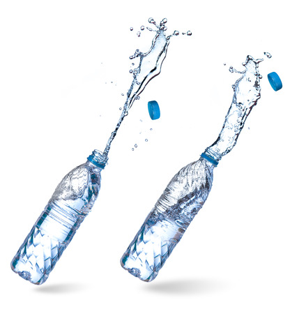 Water up from a plastic bottleの写真素材