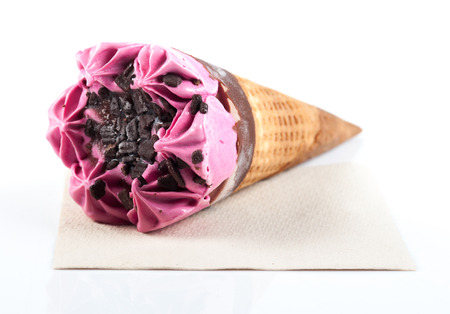 strawberry ice cream isolated on white backgroundの写真素材