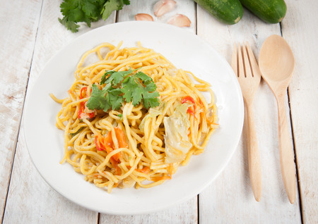 China noodles with vegetables.の写真素材
