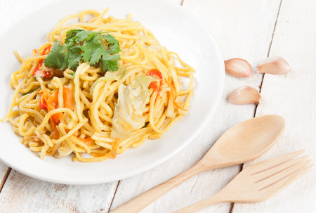 China noodles with vegetables.の写真素材