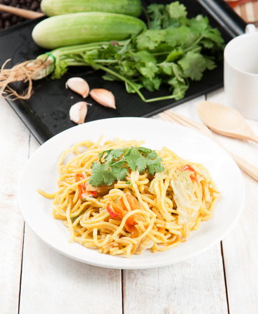 China noodles with vegetables.の写真素材