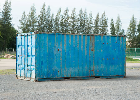 Old Blue freight containerの写真素材