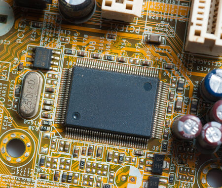 Electronic microcircuit and microchip taken closeup.の写真素材