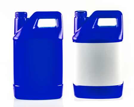Blue plastic container isolated on a white background.の写真素材