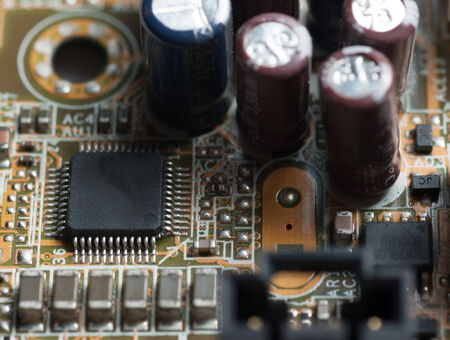 Electronic microcircuit and microchip taken closeup.の写真素材