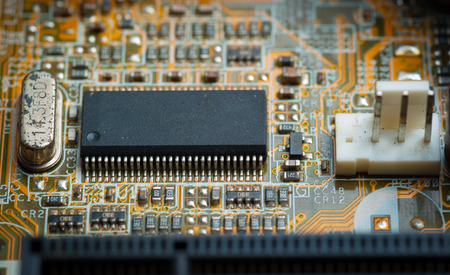 Electronic microcircuit and microchip taken closeup.の写真素材