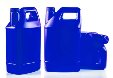 Blue plastic container isolated on a white background.の写真素材
